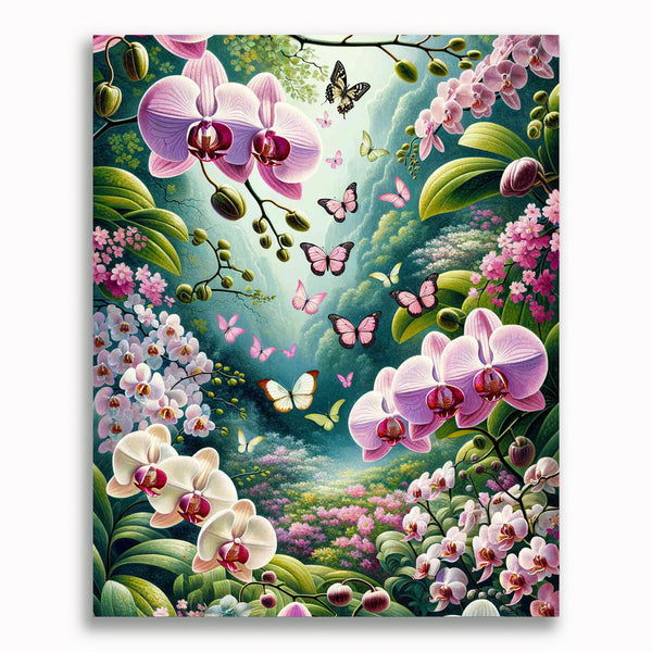 Malen nach Zahlen - Orchideen Schmetterlinge