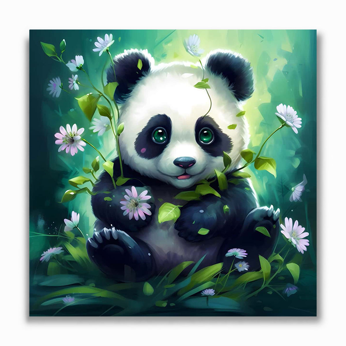 Malen nach Zahlen - Panda isst