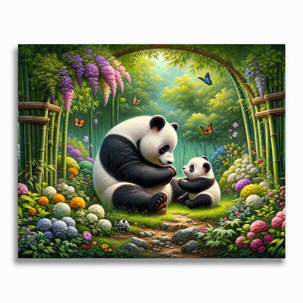 Malen nach Zahlen - Panda, Mutter mit Kind