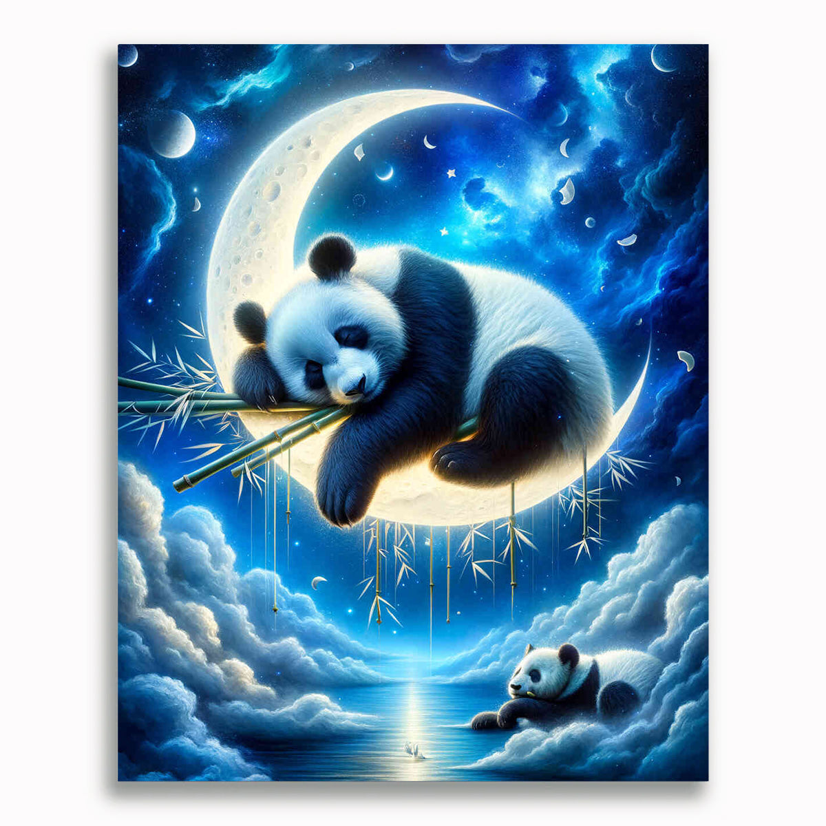 Malen nach Zahlen - Pandabären auf dem Mond