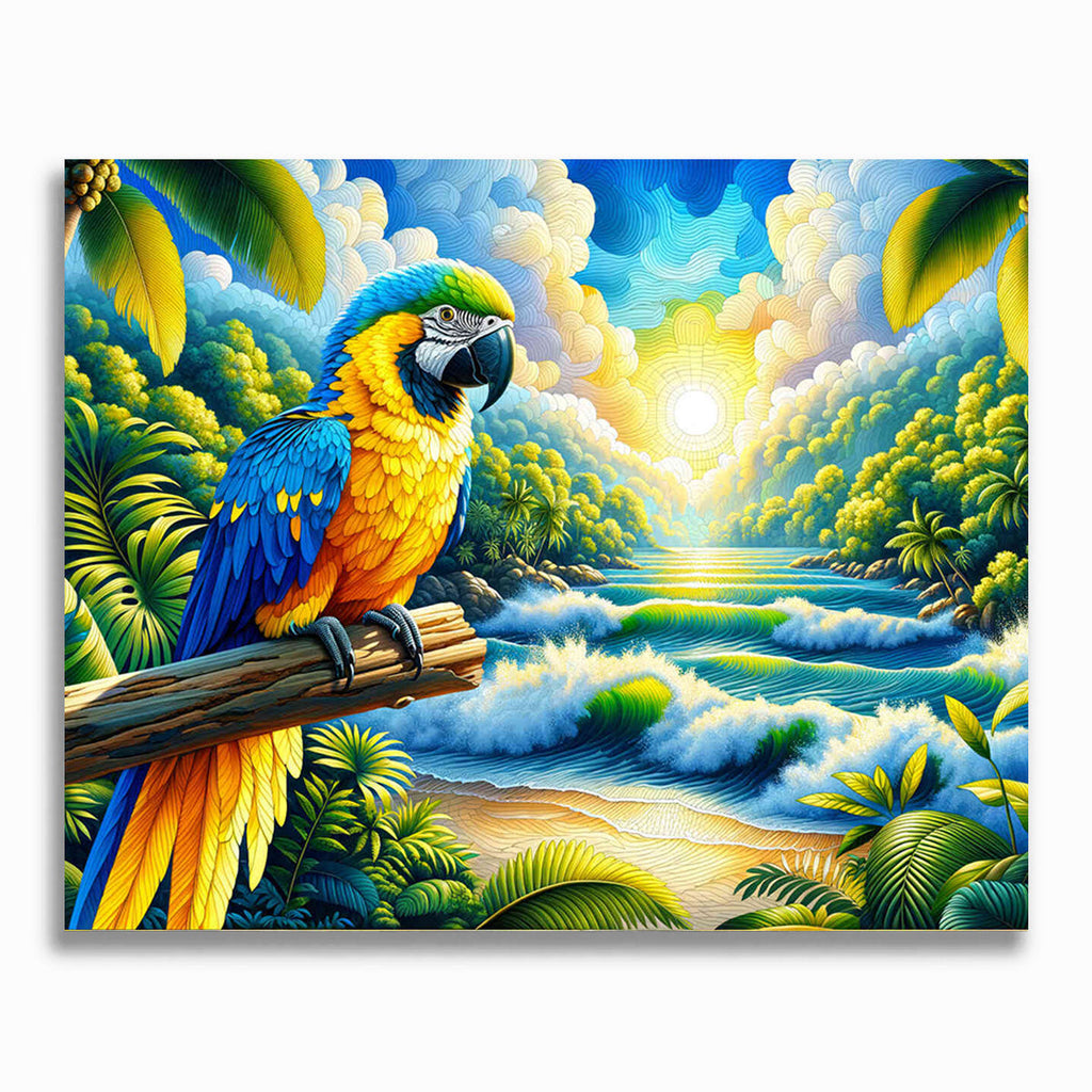 Malen nach Zahlen - Papagei Gelb und Blau