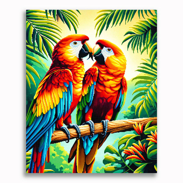 Malen nach Zahlen - Papageienpärchen