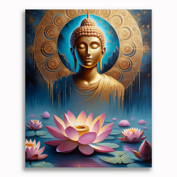 Malen nach Zahlen - Pinke Lotusblume, Buddha