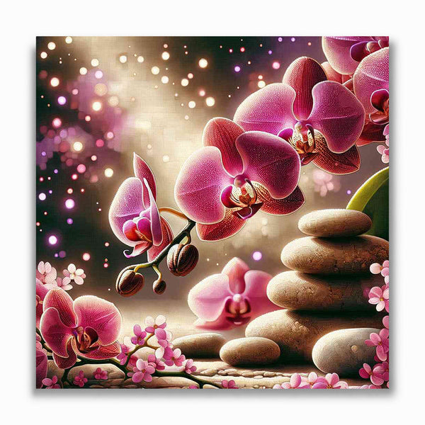 Malen nach Zahlen - Pinke Orchidee Steine