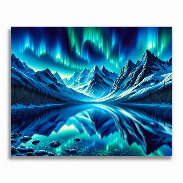 Malen nach Zahlen - Polarlicht Berge