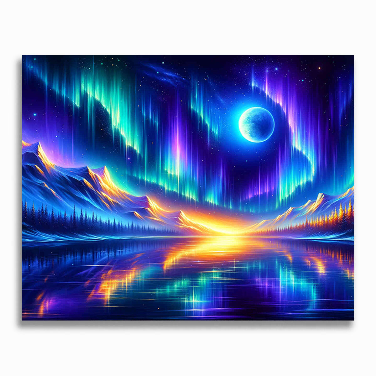 Malen nach Zahlen - Polarlichter bei Vollmond