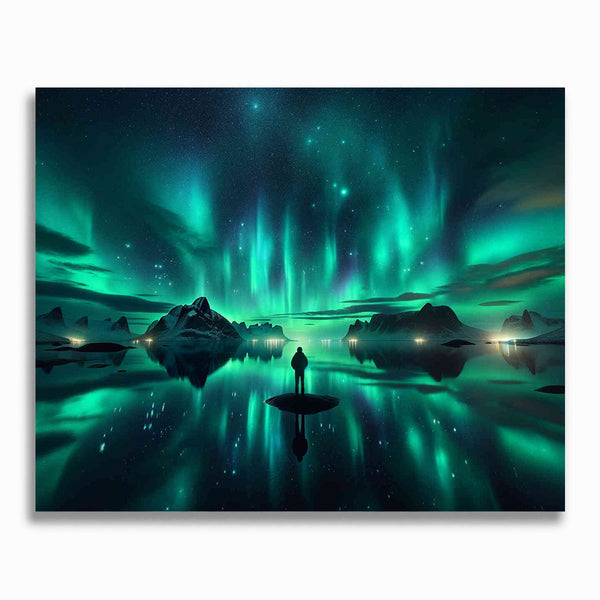 Malen nach Zahlen - Polarlichter in Grün