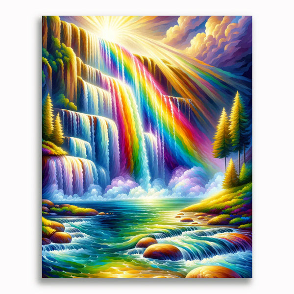 Malen nach Zahlen - Regenbogen Wasserfall