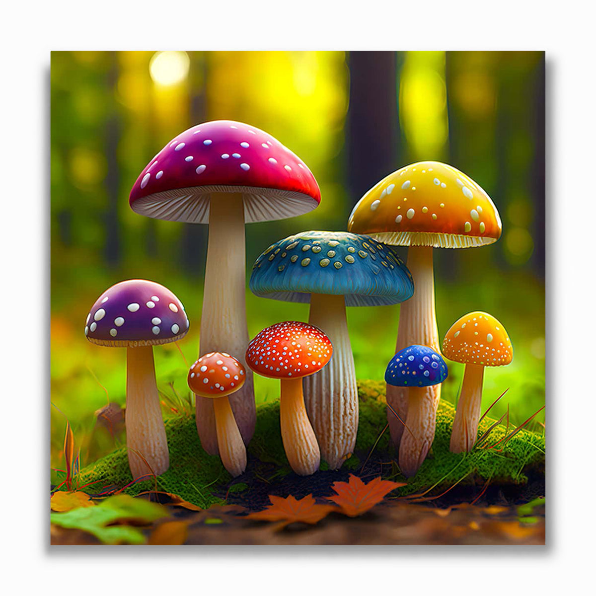 Malen nach Zahlen - Regenbogenpilze im Wald