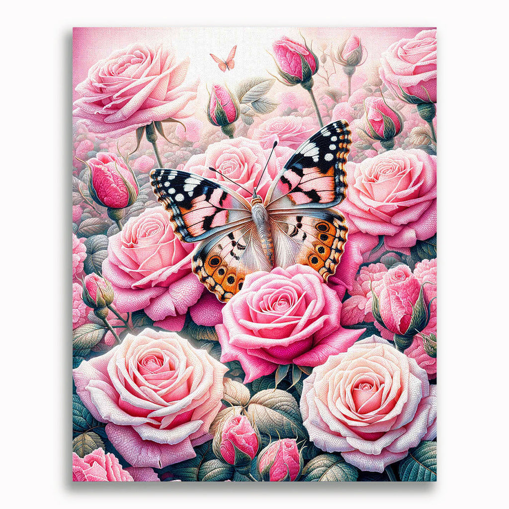 Malen nach Zahlen - Rosa Rosenschmetterling