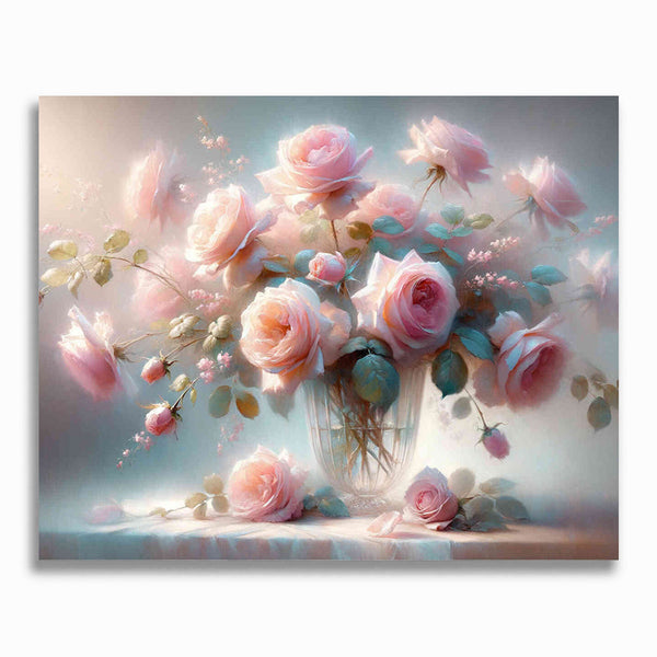 Malen nach Zahlen - Rosa Rosenstrauß, Vase