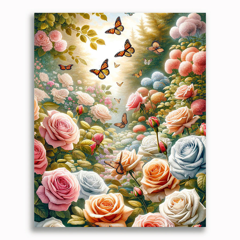 Malen nach Zahlen - Rosen und Schmetterlinge