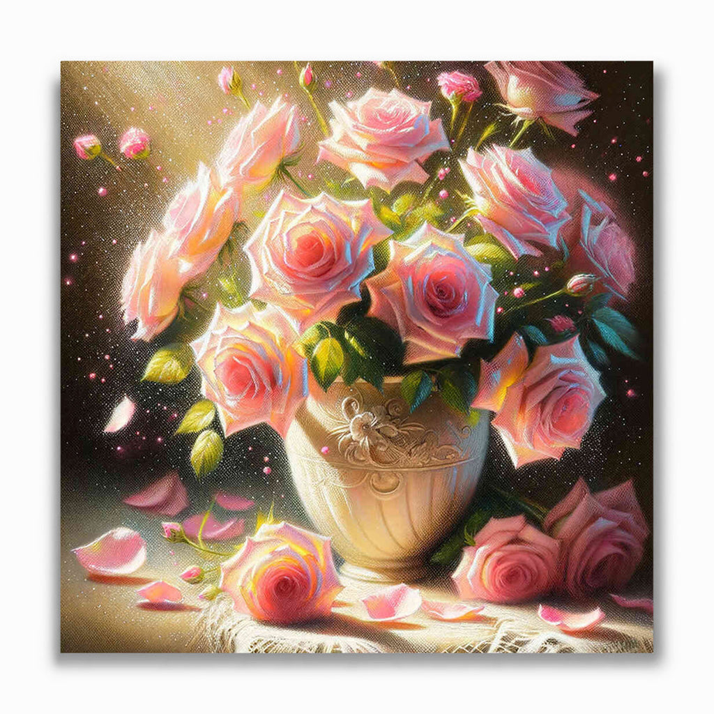 Malen nach Zahlen - Rosenstrauß in Vase