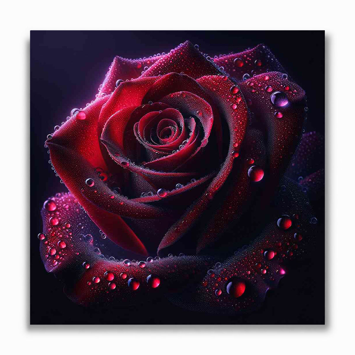 Malen nach Zahlen - Rote Rose mit Wassertropfen