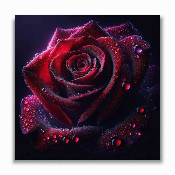 Malen nach Zahlen - Rote Rose mit Wassertropfen