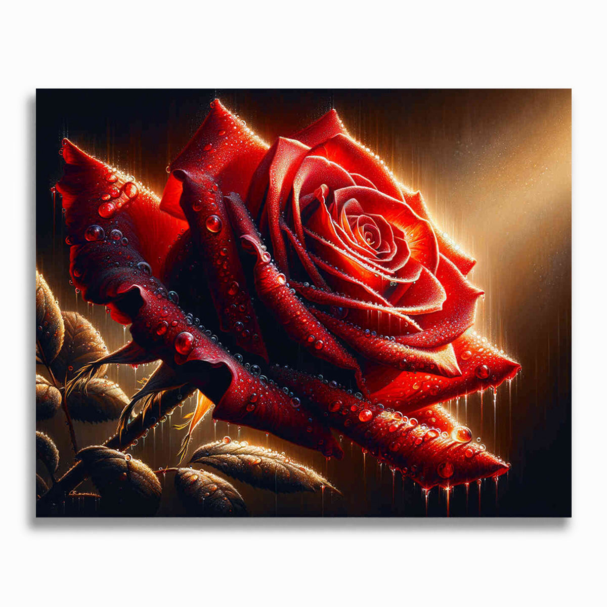 Malen nach Zahlen - Rote Rose seitlich