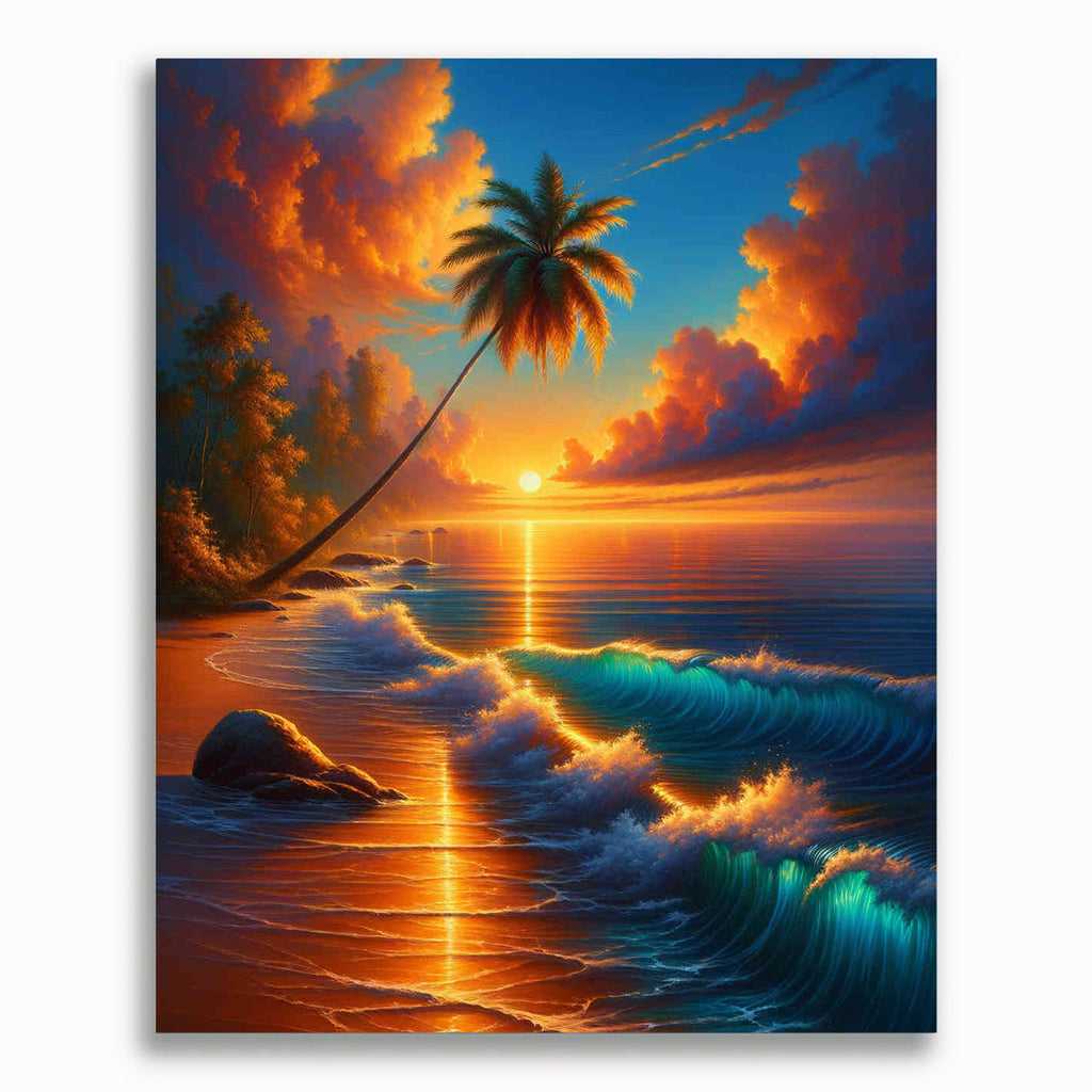 Malen nach Zahlen - Sanfter Wellengang Abend