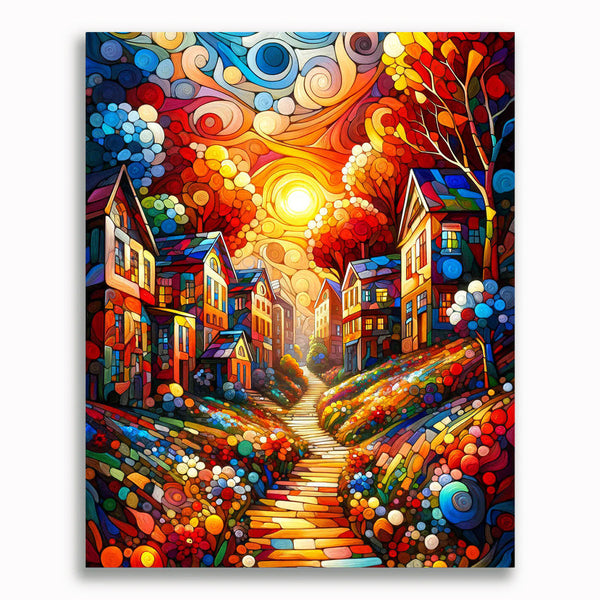 Malen nach Zahlen - Schiefe Abstrakte Stadt