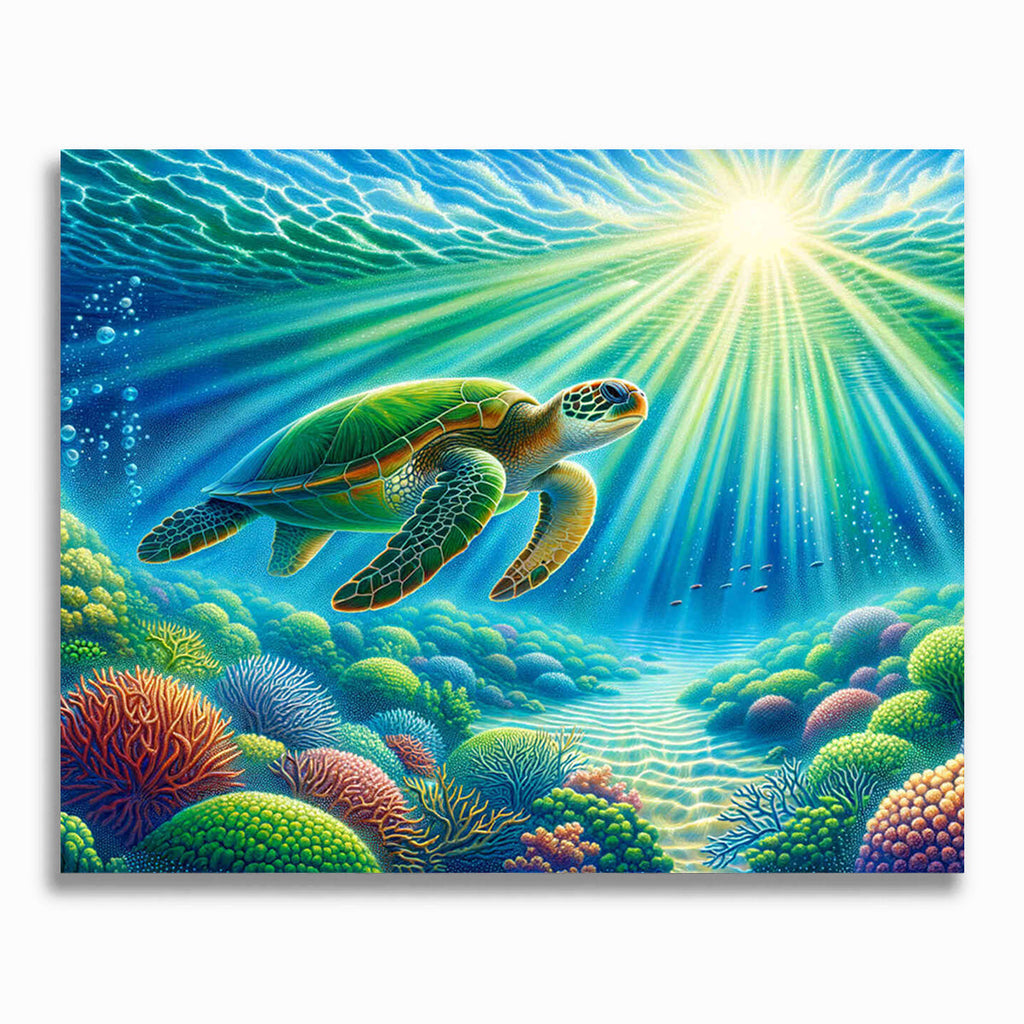 Malen nach Zahlen - Schildkröte auf Meeresgrund