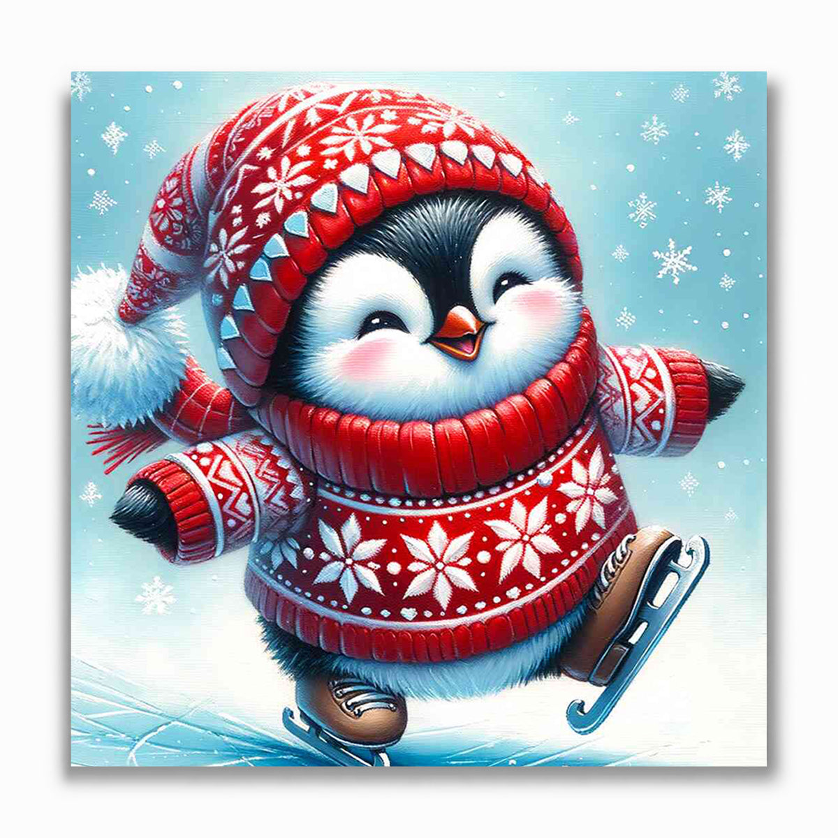 Malen nach Zahlen - Schlittschuh Pinguin, Weihnachten