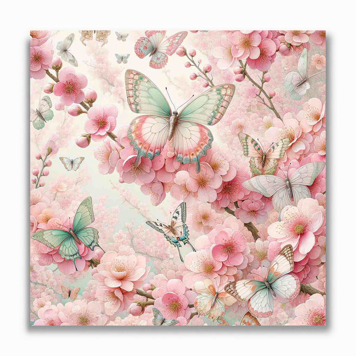 Malen nach Zahlen - Schmetterling und Blumen in rosa