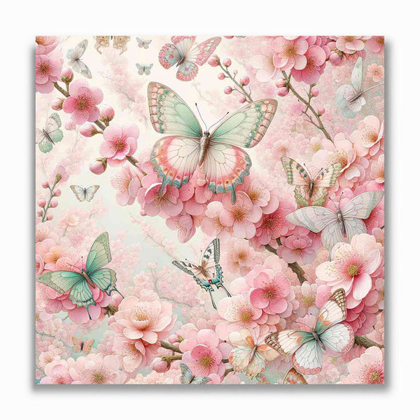 Malen nach Zahlen - Schmetterling und Blumen in rosa