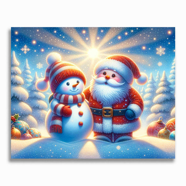 Malen nach Zahlen - Schneemann und Weihnachtsmann