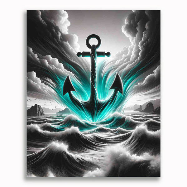 Malen nach Zahlen - Schwarz weiß mit Anker Highlight