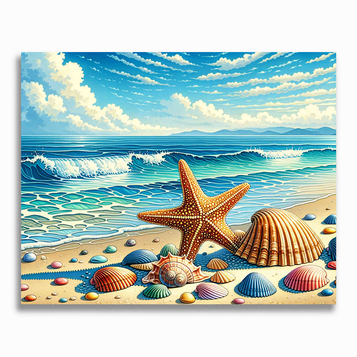 Malen nach Zahlen - Seestern und Muschel