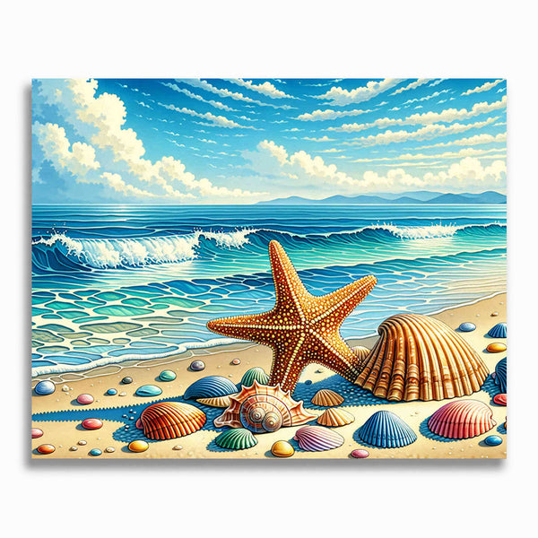 Malen nach Zahlen - Seestern und Muschel