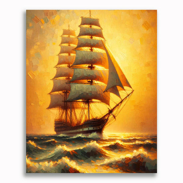 Malen nach Zahlen - Segelboot im Sonnenlicht