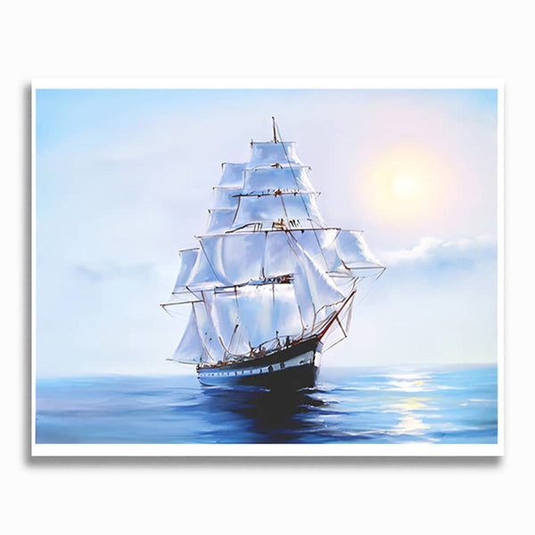 Malen nach Zahlen - Segelschiff, Sonne