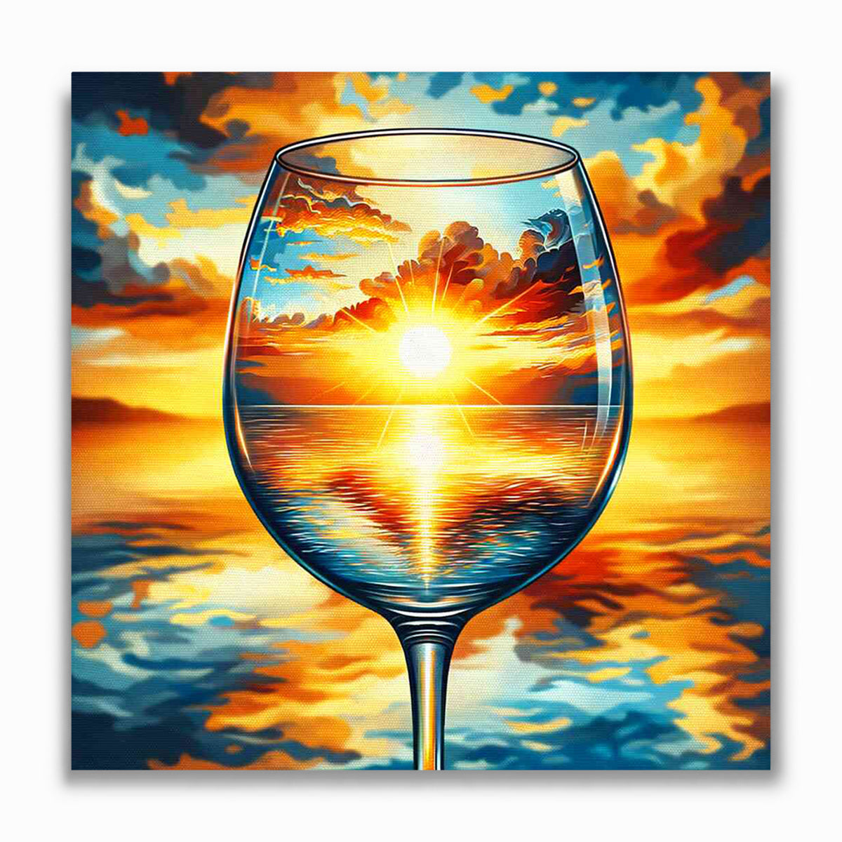 Malen nach Zahlen - Sonnenuntergang durch Gläser