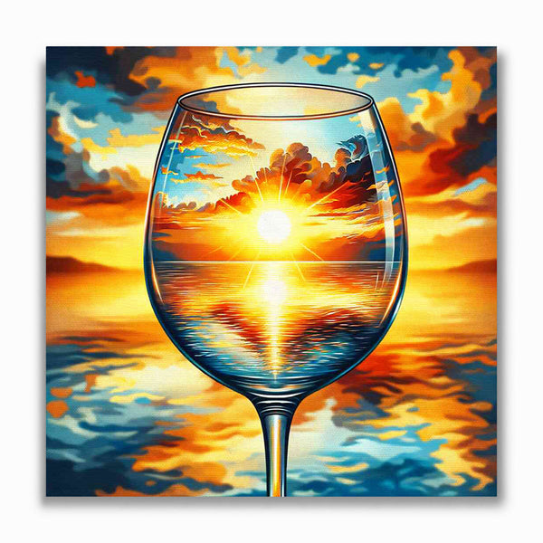 Malen nach Zahlen - Sonnenuntergang durch Gläser