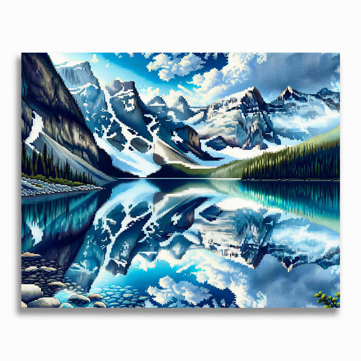 Malen nach Zahlen - Spiegelnder Bergsee