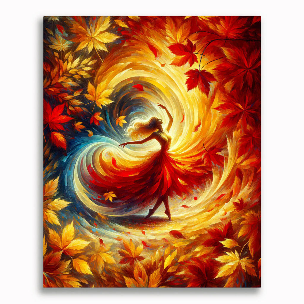 Malen nach Zahlen - Tanzende Frau im Herbst