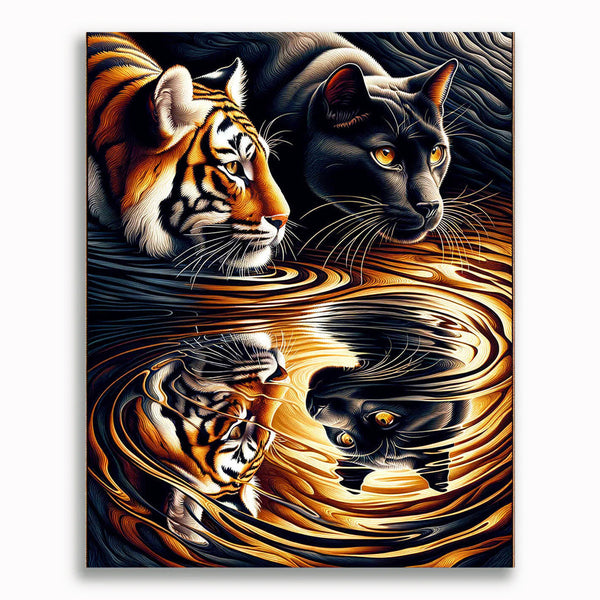 Malen nach Zahlen - Tiger und Panther, Spiegelbilder