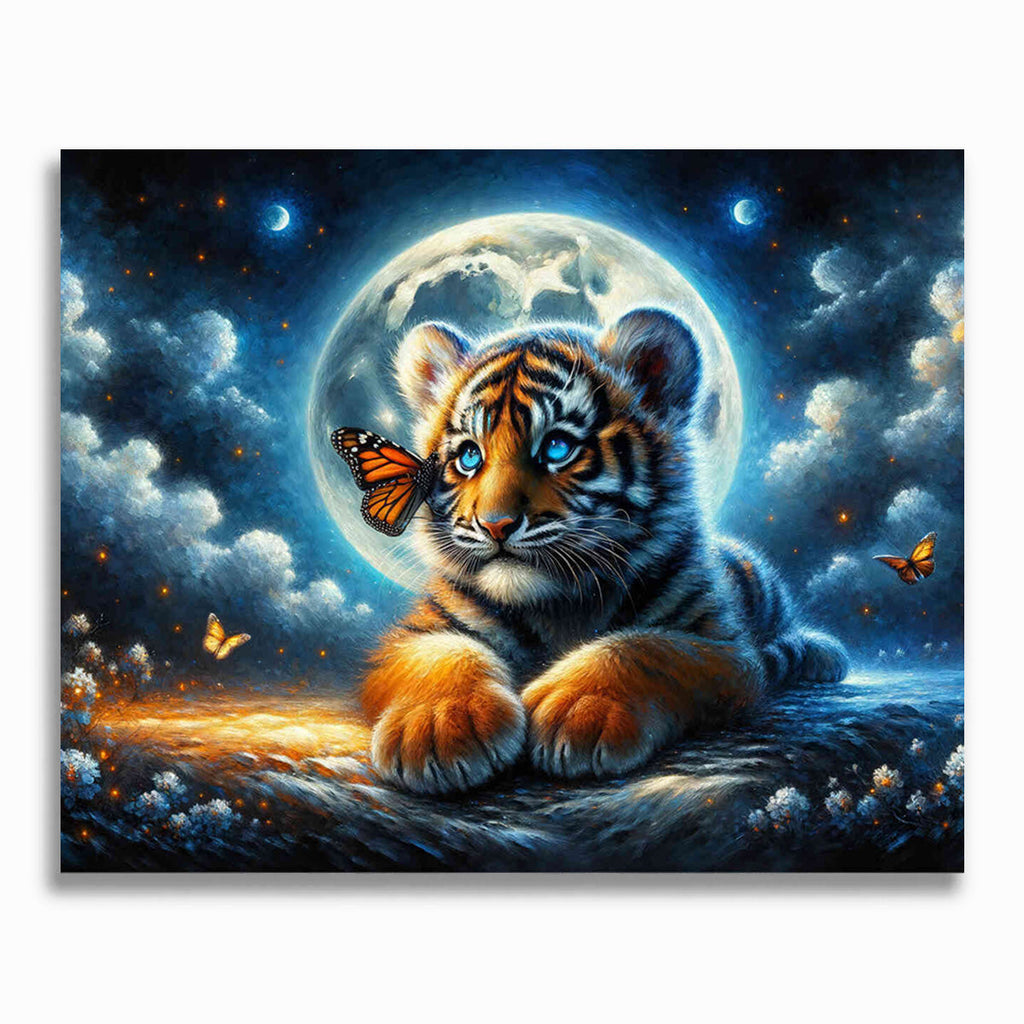Malen nach Zahlen - Tigerbaby, Mond
