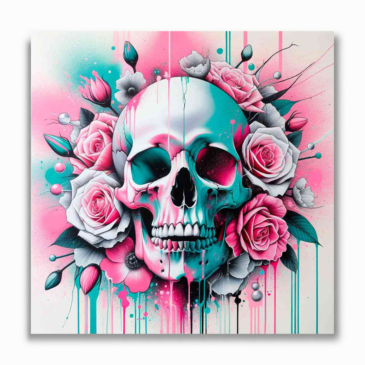 Malen nach Zahlen - Totenkopf bunte Zeichnung
