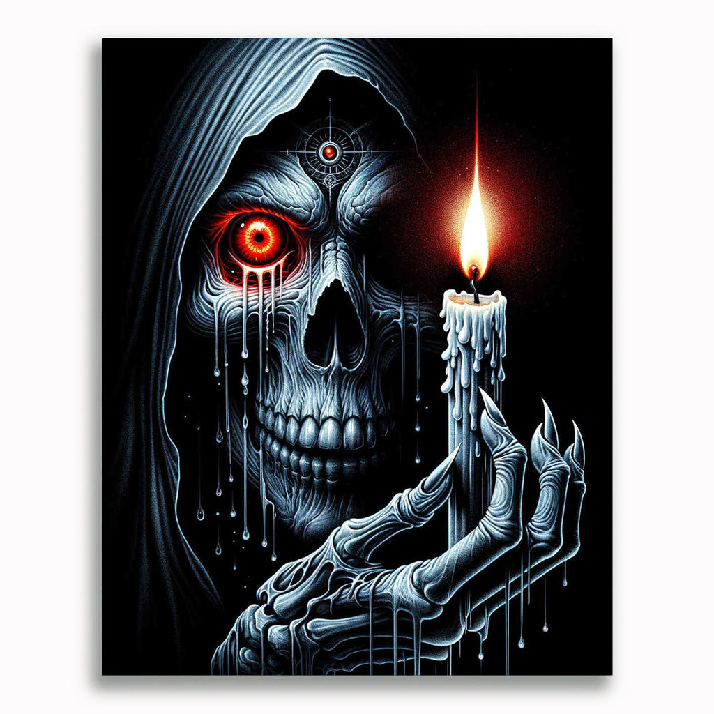 Malen nach Zahlen - Totenkopf Kerze