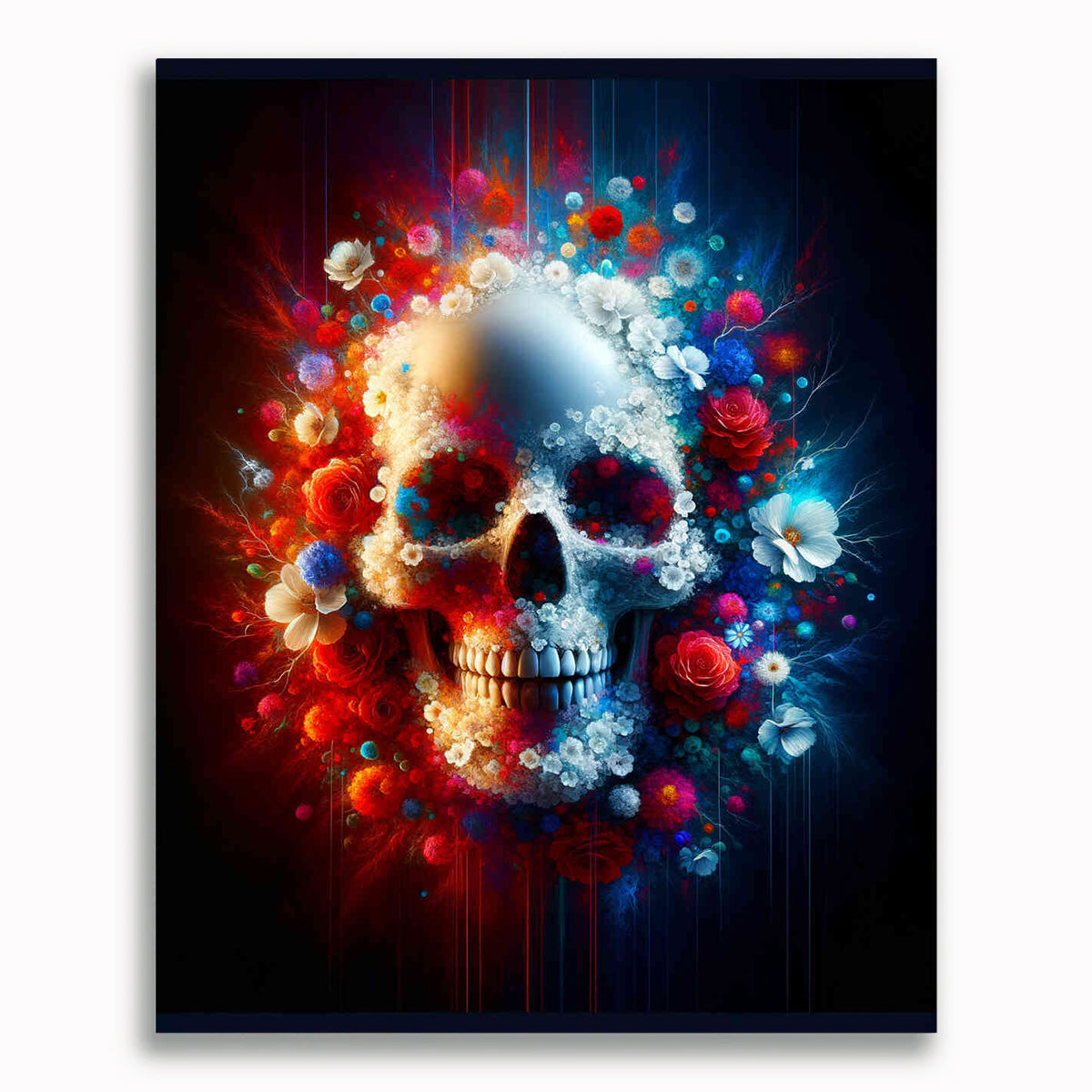 Malen nach Zahlen - Totenkopf mit Blumen