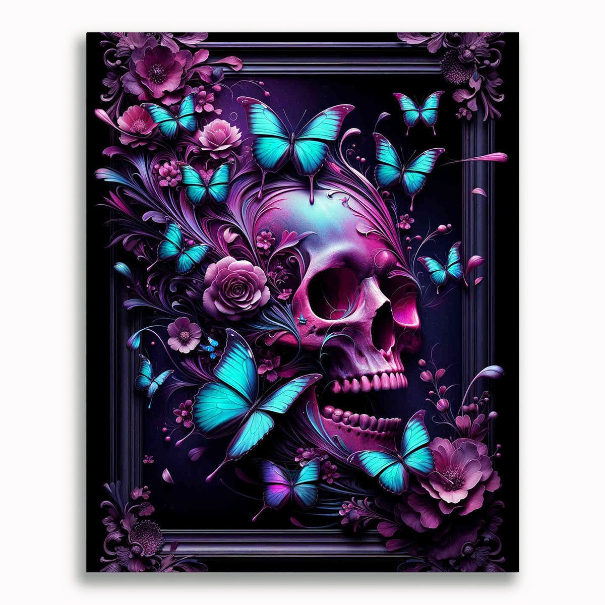 Malen nach Zahlen - Totenkopf mit Schmetterling