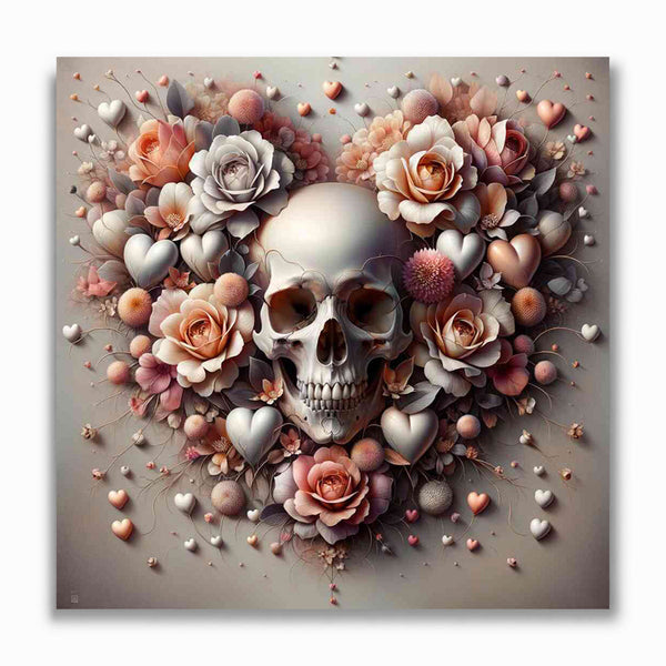 Malen nach Zahlen - Totenköpfe Herzblumen