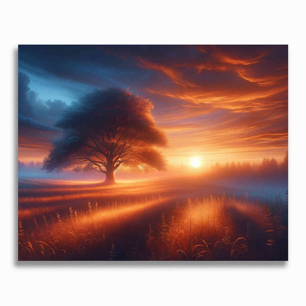 Malen nach Zahlen - Traumhafter Baum Sonnenuntergang