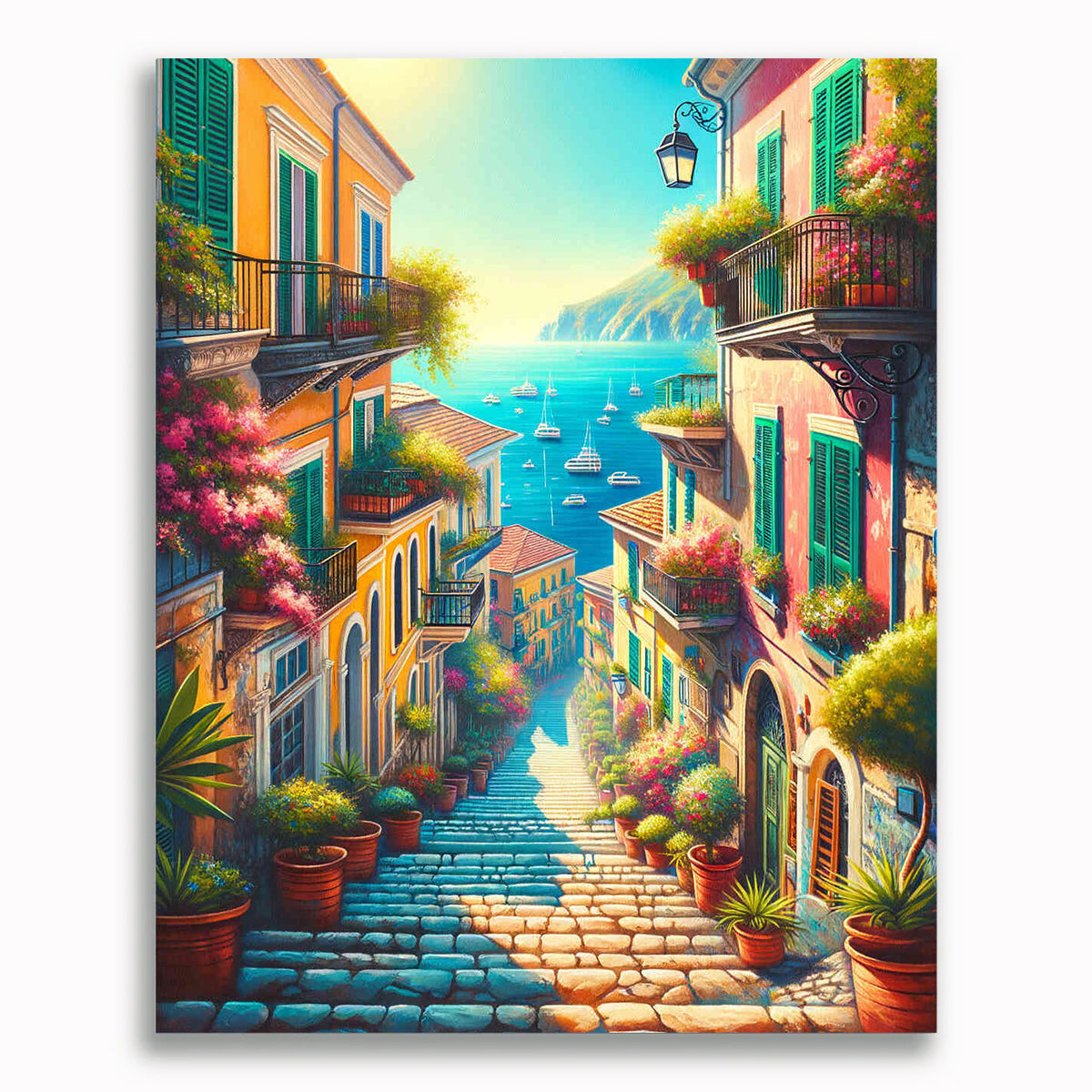 Awesocrafts Malen Nach Zahlen Kit "Meer Stadt" - 40x50 Cm Leinwand, Acrylfarben & Pinsel, Für Erwachsene & Kinder (ohne Rahmen)