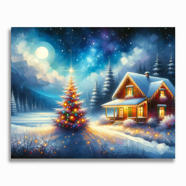 Malen nach Zahlen - Verschneites Weihnachtshaus