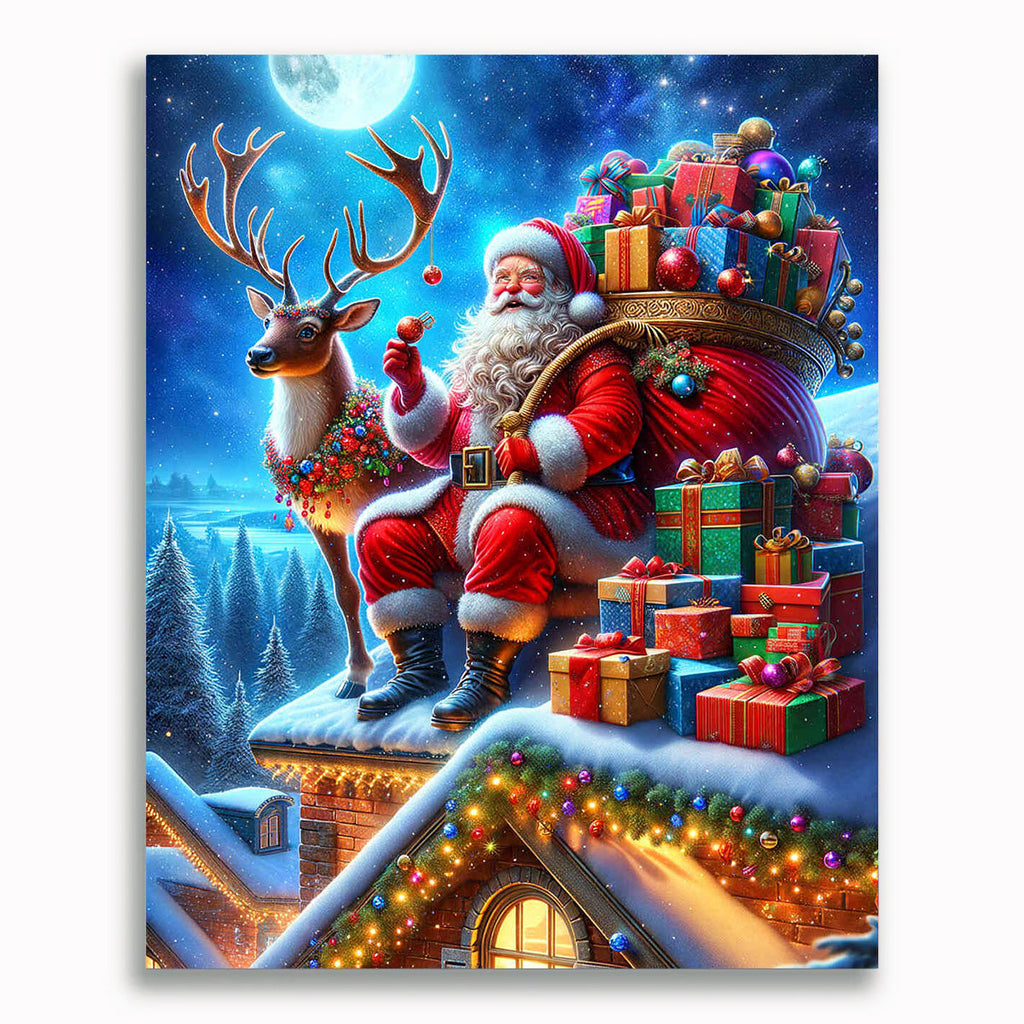 Malen nach Zahlen - Voll bepackter Weihnachtsmann