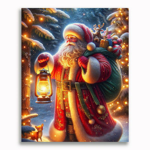 Malen nach Zahlen - Weihnachtsmann im Laternenschein