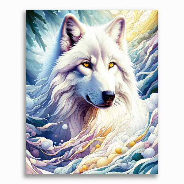 Malen nach Zahlen - Weißer Wolf Porträt