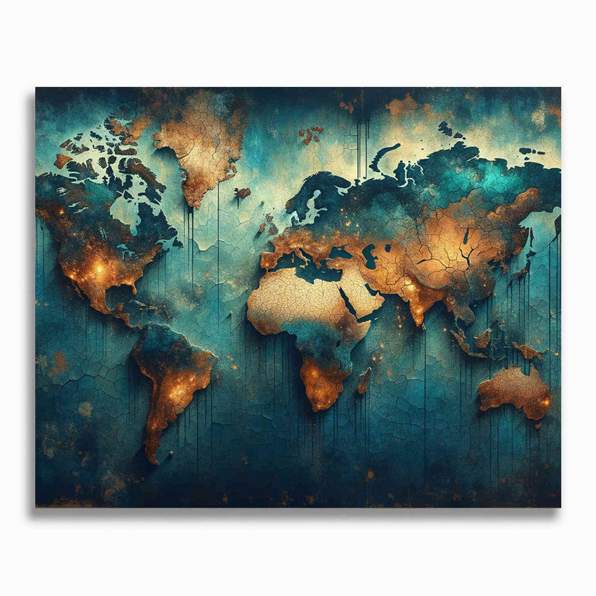 Malen nach Zahlen - Weltkarte Petrol